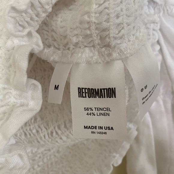 REFORMATION White Smocked Top | Size S/M - Picture 12 of 12